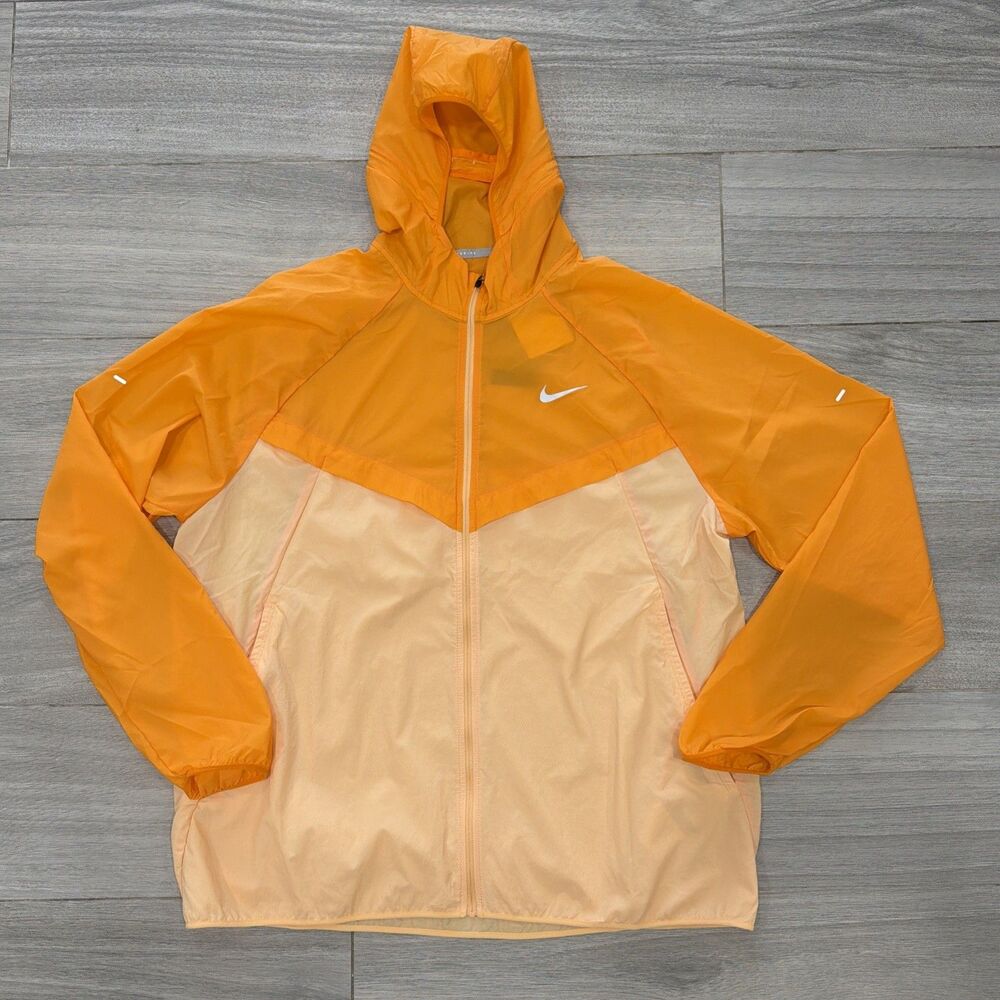 Nike Stride Repel UV Running Jacket Mens SZ XL Orange Full Zip New HV4548-873